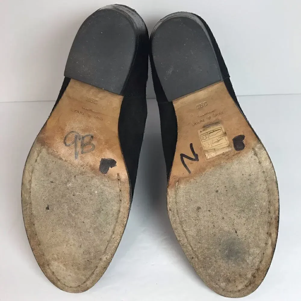 Rag &‎ Bone Devon Waxed Suede Ankle Booties Black Stacked Heel Womens 9.5